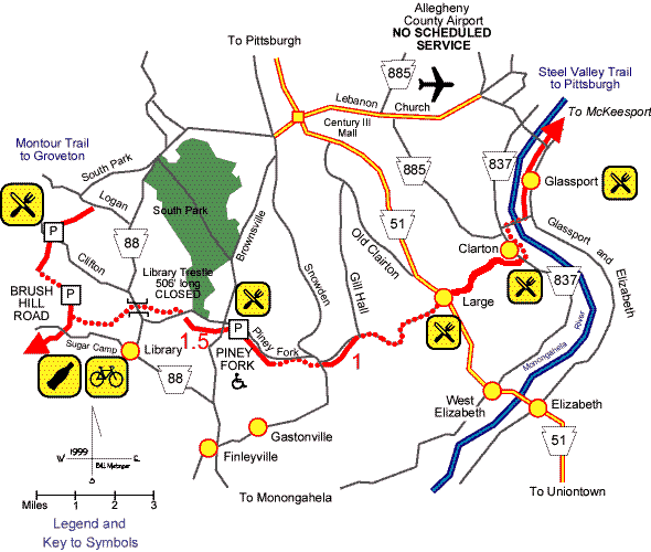 Montour Trail Map 4: Library to Clairton ---and--- Steel Heritage Trail: Clairton to McKeesport
